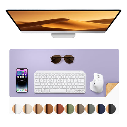 Aothia Double-Sided Desk Pad, 35.4" x 15.7"Leather Desk Mat, Eco Cork Desk Pad Protector,Large Mouse Pad,Waterproof Desk Blotter for Office/Home(Brown)