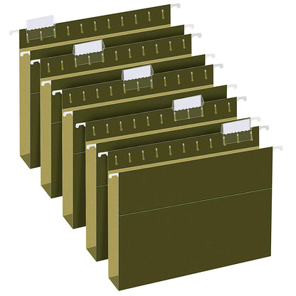 Extra Capacity Hanging File Folders, RAZCC 30 Pack Letter Size Reinforced Hanging Folders with Heavy Duty 3 Inch Expansion for Bulky Files, Filing Cabinet, Adjustable Tabs, Green