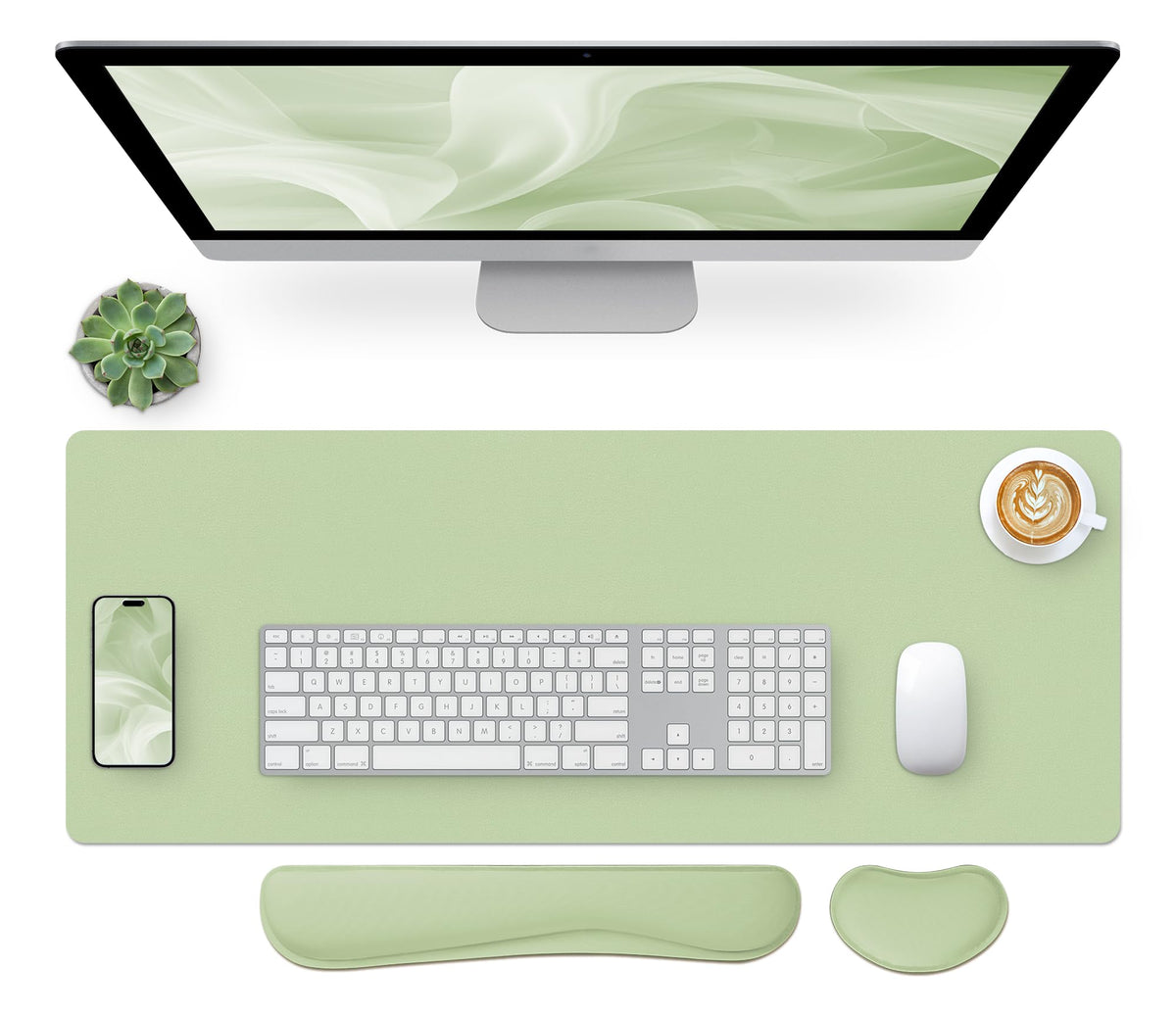 Leather Desk Pad, Mouse Pad, Non-Slip Desk Protector Mat, Leather Desk Blotter, Computer Desk Pad, Waterproof Desk Mat for Office Home Decor - Beige (31.5×15.7 Inches)