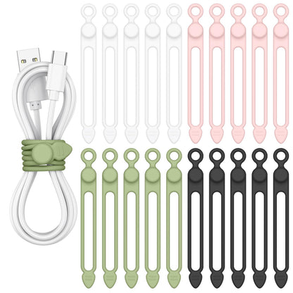 20 Pcs Silicone Cable Ties, Reusable Cord Organizer Cable for Electronics, Office, Home Travel Essentials, Earphone, Phone Charger (20*black)