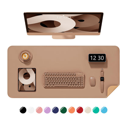 Desk Pad, 30" x 14" PU Leather Non-Slip Desk Mat Large Mouse Pad for Desktop, Waterproof Laptop Computer Writing Mat for Office, Home, Work, Gaming, Ivory White