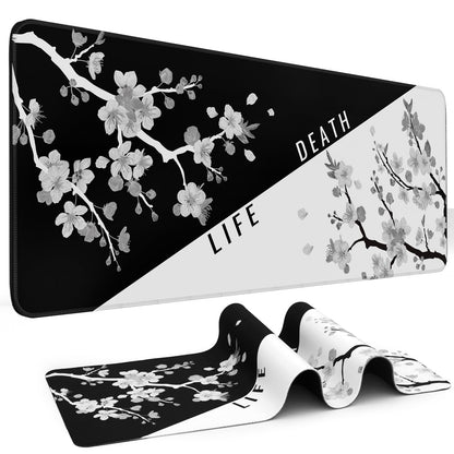 DIGSOM Gaming Mouse Pad, Black with White Topographic Line, 31.5x11.8in