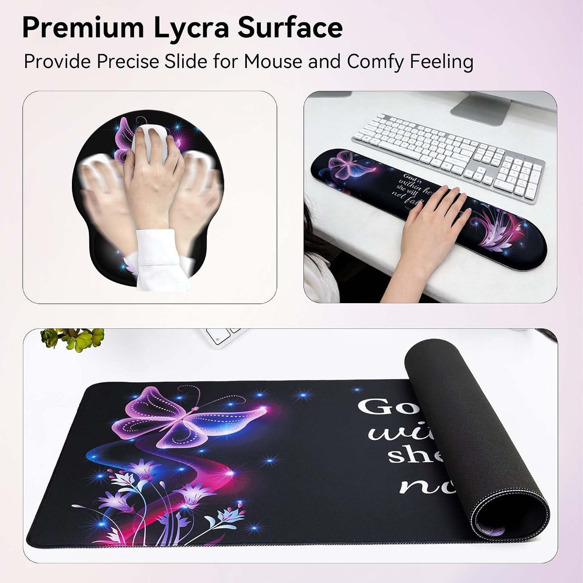 Desk Mat Set Keyboard and Mouse Pad with Wrist Rest Support