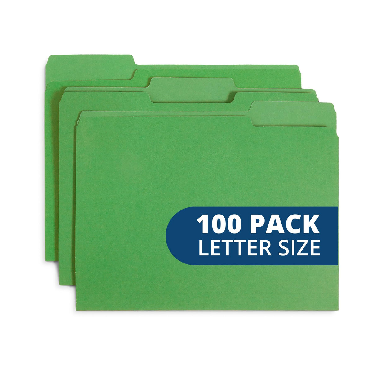 Blue Summit Supplies 100 File Folders, Letter Size, 1/3 Cut Tab, Red