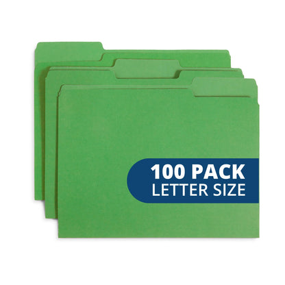 Blue Summit Supplies 100 File Folders, Letter Size, 1/3 Cut Tab, Red