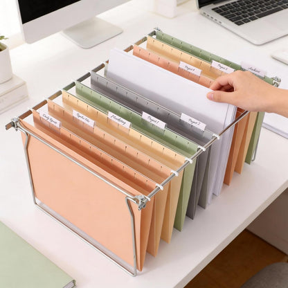SUNEE 25 Count Hanging File Folders, Pastel Colors, Hanging File Folders Letter Size, Hanging Folders with 1/5-cut Tabs, Designed for Bulky Files, Filing Cabinets, Medical Charts