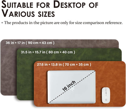 Distressed Leather Desk Mat - Non-Slip PU Desk Pad for Office and Home - Desk Organization and Accessories - Ideal for Large Mouse Pad and Desk Mats on Top of Desks(Tan,31.5"x 15.7")