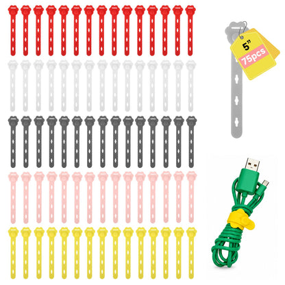 25 Pcs Silicone Cable Ties, Reusable Cable Straps Wire Organizer.
