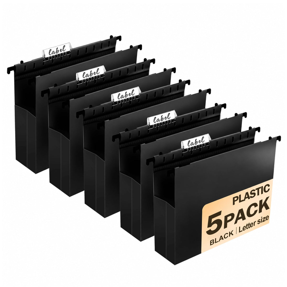 Navona 5 Pack Heavy Duty Plastic Hanging File Folders, Letter Size