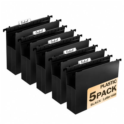 Navona 5 Pack Heavy Duty Plastic Hanging File Folders, Letter Size