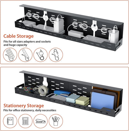 Univivi Under Desk Cable Management Tray, Cable Management, 32 inch, Black