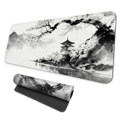 MAY FLOWER Gaming Mouse pad, Large Laptop Mousepad, Full Keyboard Mat, Long Computer Mouse Mat for Home and Office, Anti-Slip Rubber Base, 31.5 x 11.8 Inches (Leopard Print)