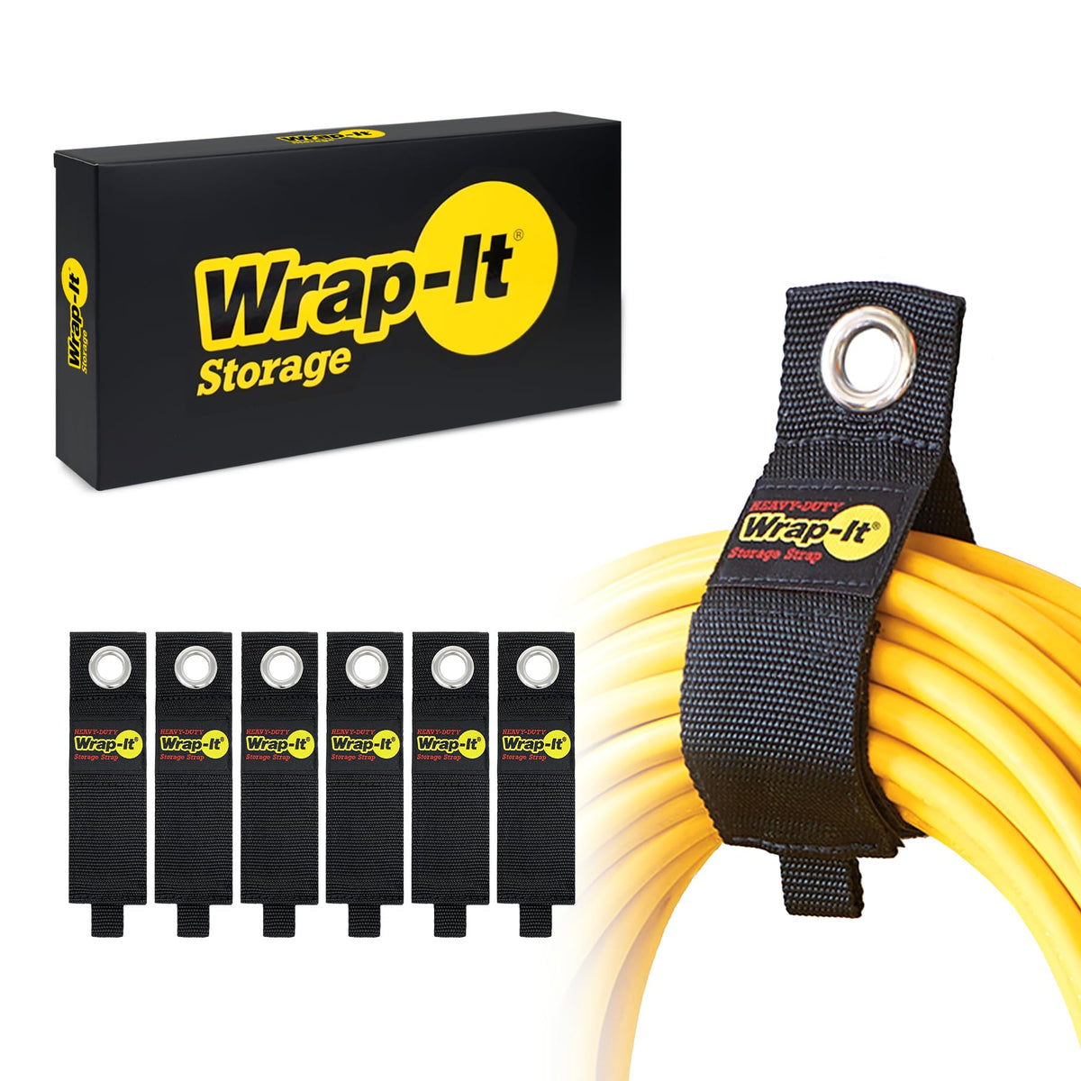 Heavy-Duty Wrap-It Storage Straps - Assorted 6-Pack