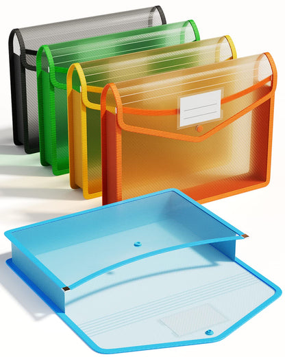 ThinkTex Plastic Expanding File Folders, Transparent Envelopes with Elastic