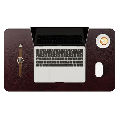YSAGi Genuine Leather Desk Mat, 31.5"x15.8" Office Desk Pad, Thick Premium Table Pad with Stitched Line, Non-Slip Laptop Writing Pad with Rubber Base (Dark Brown, 31.5"x15.8")