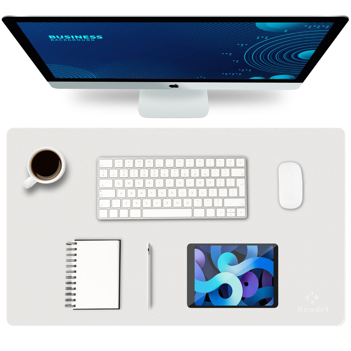 K KNODEL Large Office Desk Mat, Leather Mouse Pad (31.5"x15.7", Black)