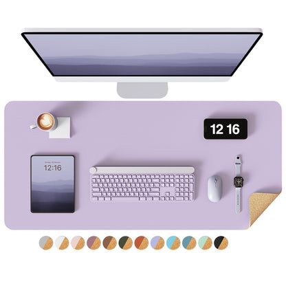 YSAGi Double-Sided Desk Pad, 31.5"x15.7"Leather Desk Mat, Eco Cork Desk Pad Protector,Large Mouse Pad,Waterproof Desk Blotter for Office/Home(Coffee)