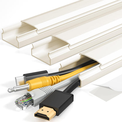 Yecaye TV Cord Hider, 42in Cord Cover Wall Mounted, W1.18in H0.6in, White