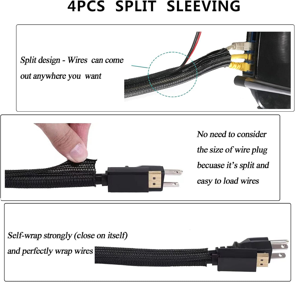 311Pcs Cable Management Organizer Kit 4 Cable Sleeve Split
