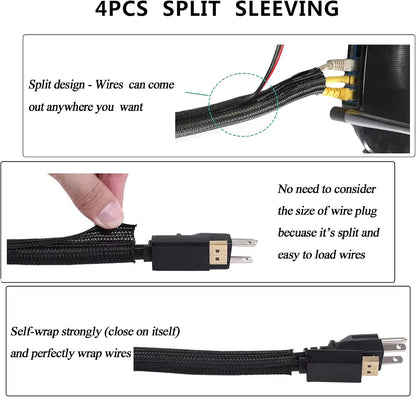 311Pcs Cable Management Organizer Kit 4 Cable Sleeve Split