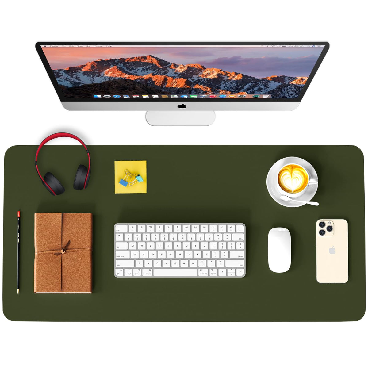 Non-Slip Waterproof Leather Desk Pad Mouse Mat, Purple 31.5x15.7 in