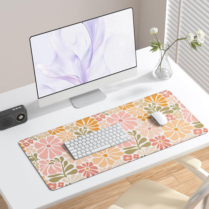 Desk Mat, Large Gaming Mouse Pad, 32" x 12", Boho Retro Floral