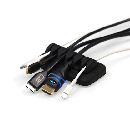Heaviest Cable Organizer on the Market! Compact and Weighted Desktop Cord Holder for Desk and Nightstand, Eco-Friendly Silicone, No Bad Smell, Bundled with 4 Reusable Cable Ties! (Black)
