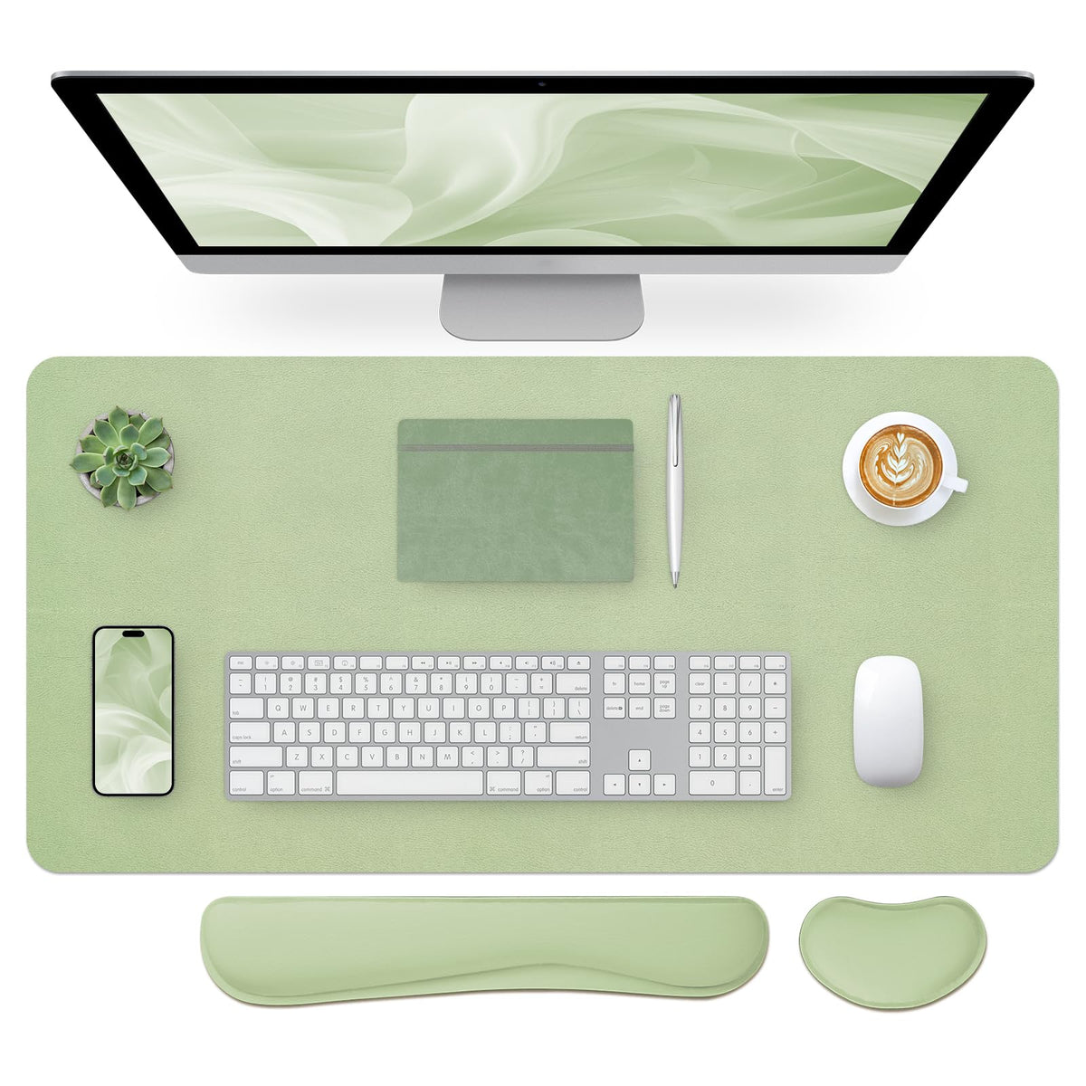 Leather Desk Pad, Mouse Pad, Non-Slip Desk Protector Mat, Leather Desk Blotter, Computer Desk Pad, Waterproof Desk Mat for Office Home Decor - Beige (31.5×15.7 Inches)