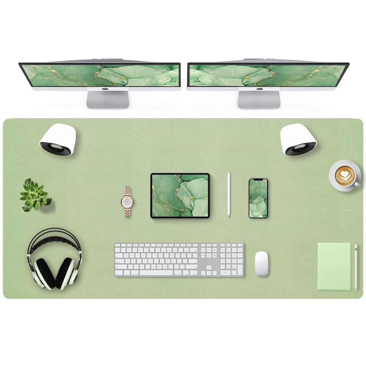 Leather Desk Pad, Mouse Pad, Non-Slip Desk Protector Mat, Leather Desk Blotter, Computer Desk Pad, Waterproof Desk Mat for Office Home Decor - Beige (31.5×15.7 Inches)