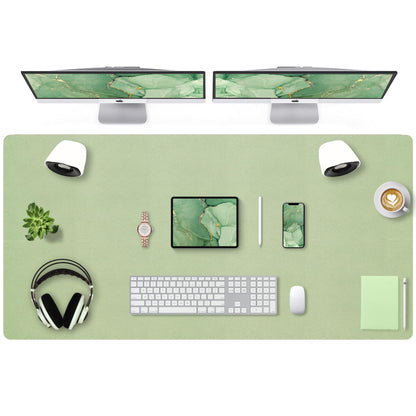 Leather Desk Pad, Mouse Pad, Non-Slip Desk Protector Mat, Leather Desk Blotter, Computer Desk Pad, Waterproof Desk Mat for Office Home Decor - Beige (31.5×15.7 Inches)