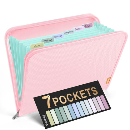 Sooez 13 Pocket Accordion File Organizer, Zipper Expanding File Folder A4