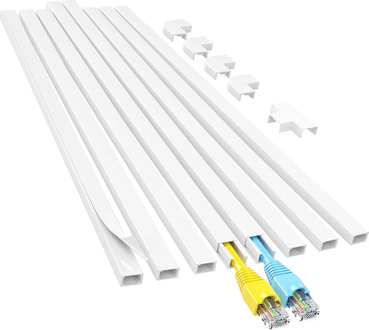 Yecaye Cord Hider, 113in One-Cord Cable Raceways, W0.59in H0.4in, White