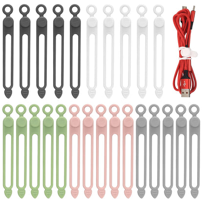 25 Pcs Silicone Cable Ties, Reusable Cable Straps Wire Organizer.