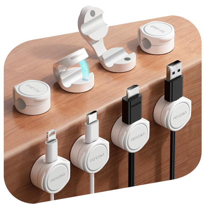 FLYLEAD 8-Pack Silicone Cord Organizer Magnetic Cable Clips, Adhesive