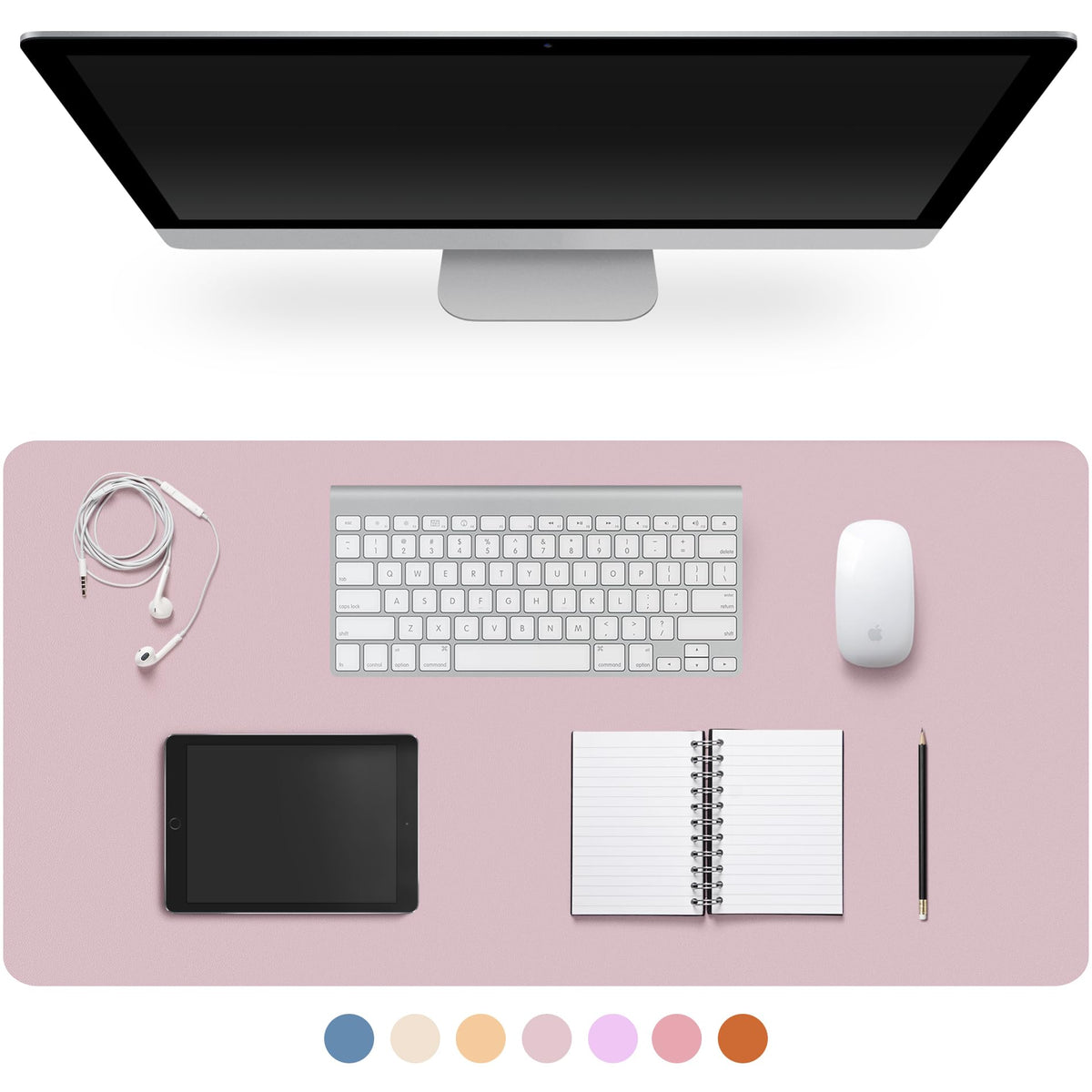 Leather Desk Pad Protector,Non-Slip Desk Pad(Black, 23.6" x 13.7")