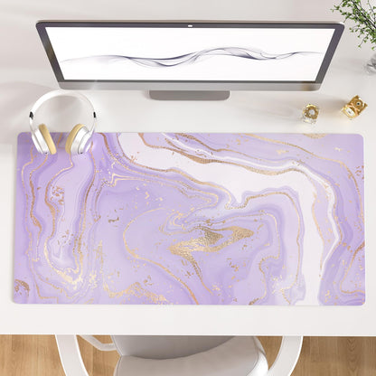 Faux Leather Large Mouse Pad, Office Desk Mat, 31.5"x15.7", Pink Floral