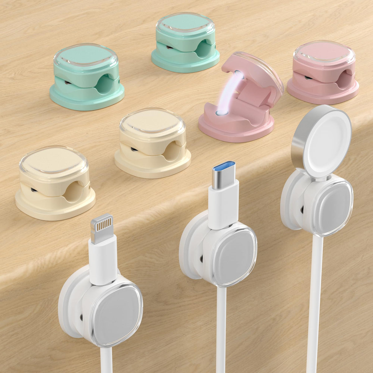 Magnetic Cable Clips, Cute Desk Charger Cord Holder