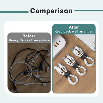 20 Pcs Silicone Cable Ties, Reusable Cord Organizer Cable for Electronics, Office, Home Travel Essentials, Earphone, Phone Charger (20*black)
