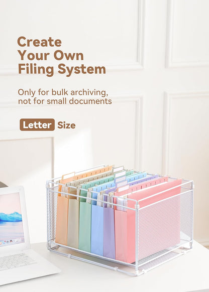 SortRax Plastic Hanging File Folders, 2" Expansion, Letter Size, Pastel