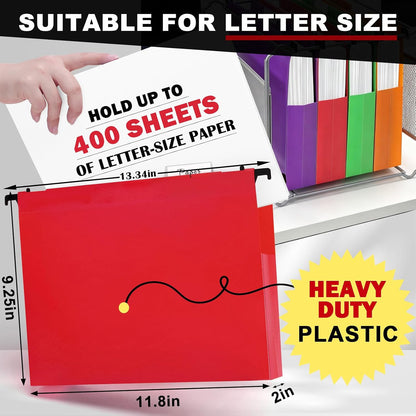 Navona 5 Pack Heavy Duty Plastic Hanging File Folders, Letter Size