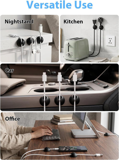 Shintop 6pcs Cord Holder for Nightstand, Self-Adhesive Cable Clips
