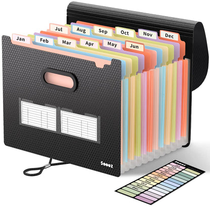Sooez Accordion File Organizer, 13-Pocket Expanding File Folder Letter Size