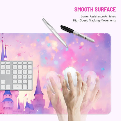 Cute Desk Mat for Keyboard Desktop Extra Large Mouse Pad, Castle
