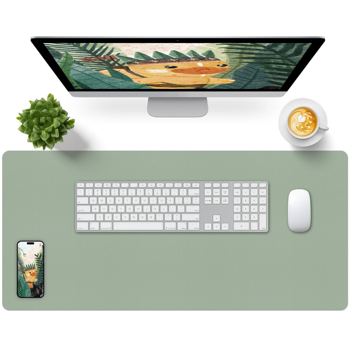 Leather Desk Pad, Mouse Pad, Non-Slip Desk Protector Mat, Leather Desk Blotter, Computer Desk Pad, Waterproof Desk Mat for Office Home Decor - Beige (31.5×15.7 Inches)