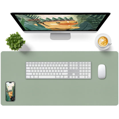Leather Desk Pad, Mouse Pad, Non-Slip Desk Protector Mat, Leather Desk Blotter, Computer Desk Pad, Waterproof Desk Mat for Office Home Decor - Beige (31.5×15.7 Inches)