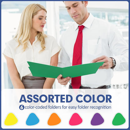 PANDRI Colored File Folders, 120 Pack 1/3 Cut Tab File Folder, 6 Colors