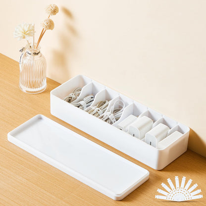 Tatuo Cord Organizer Box with Lid, Clear, 2 Pack