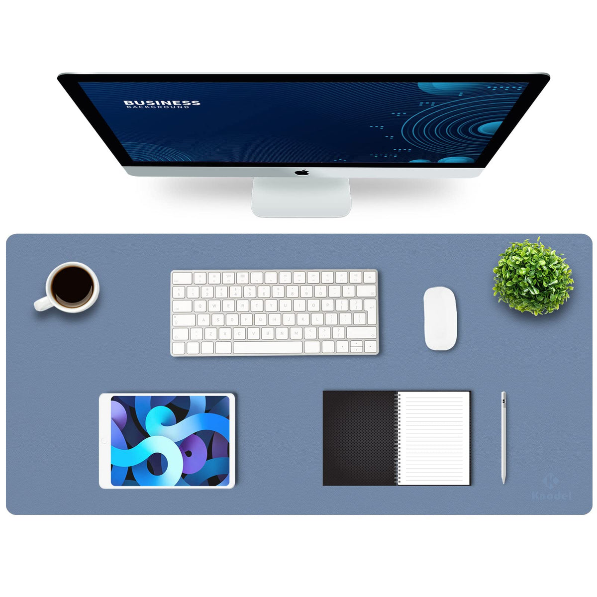 K KNODEL Large Office Desk Mat, Leather Mouse Pad (31.5"x15.7", Black)