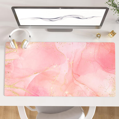 QIYI PU Leather Large Mouse Pad, Waterproof Desk Mat, 31.5" x 15.7", Peony