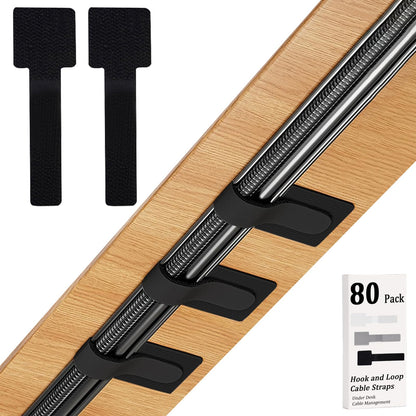 80PCS Hook and Loop Cable Straps, Cable Management Under Desk
